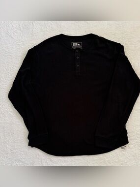 Eddie Bauer men’s black XXL Waffle Knit Henley long sleeve shirt new NWT thermal